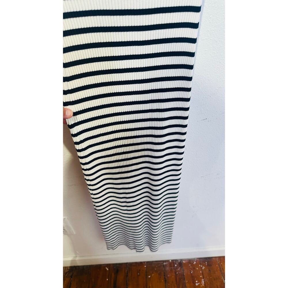 A.L.C. Black White Stripe Knit Collared Polo Striped Midi Darcy Dress Size XS - Picture 11 of 12
